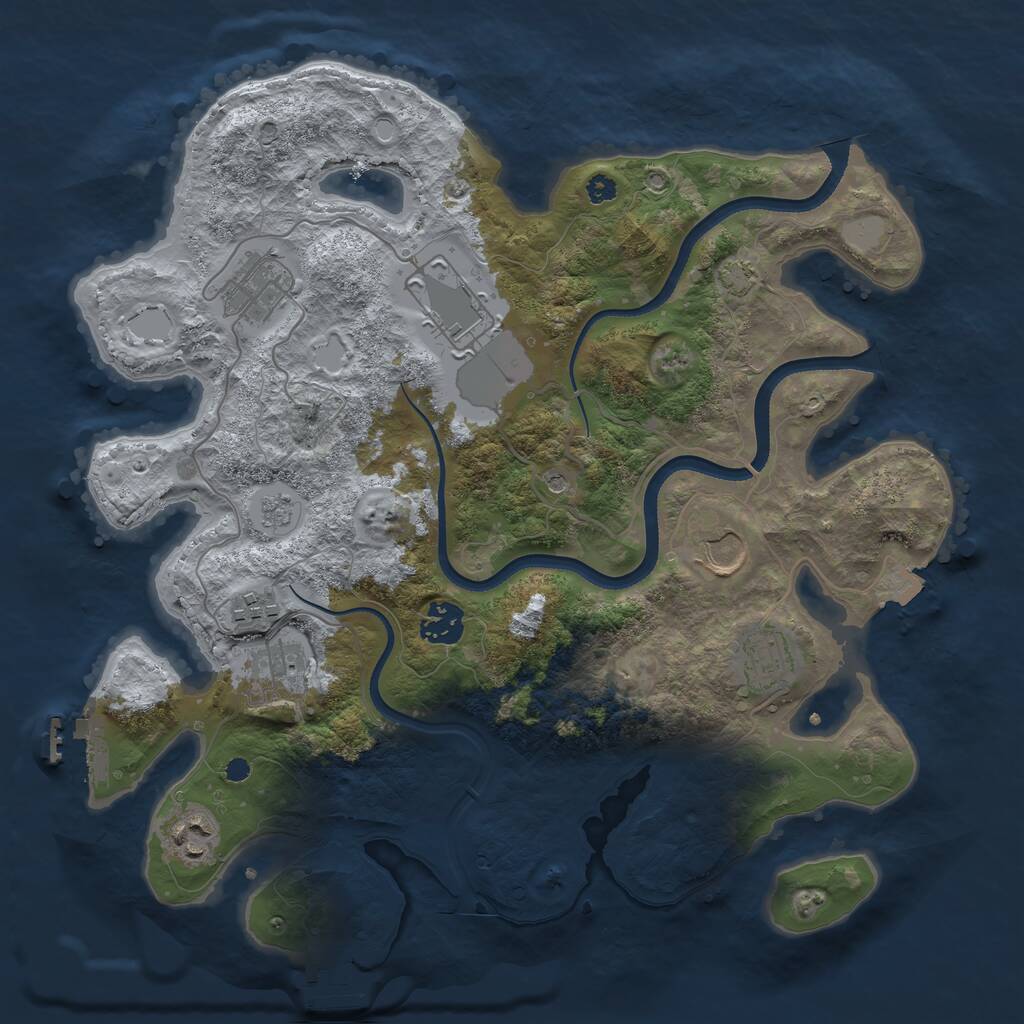 Rust Map: Procedural Map, Size: 3500, Seed: 2098660431, 14 Monuments