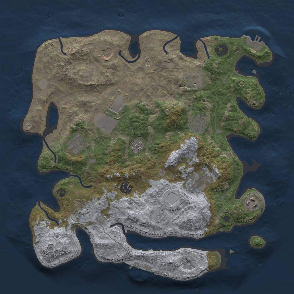 Rust Map: Procedural Map, Size: 3500, Seed: 2099578659, 19 Monuments