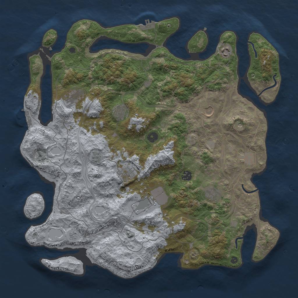 Rust Map: Procedural Map, Size: 4300, Seed: 1105753243, 19 Monuments