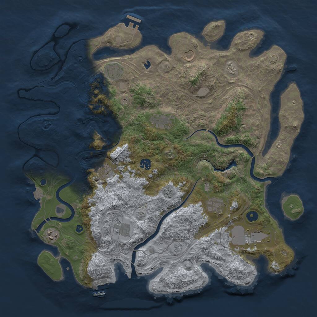 Rust Map: Procedural Map, Size: 4250, Seed: 726945438, 16 Monuments