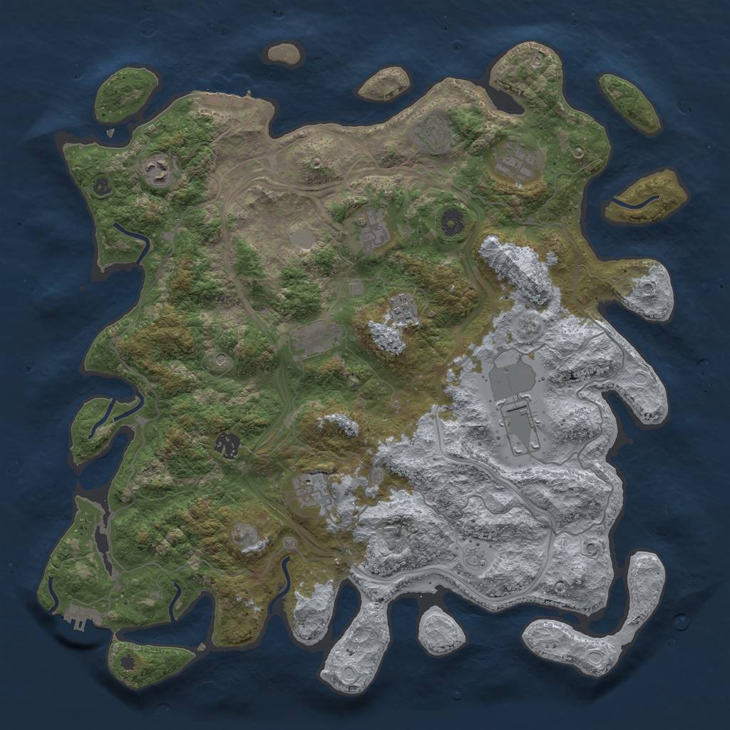Rust Map: Procedural Map, Size: 4250, Seed: 1402091259, 18 Monuments