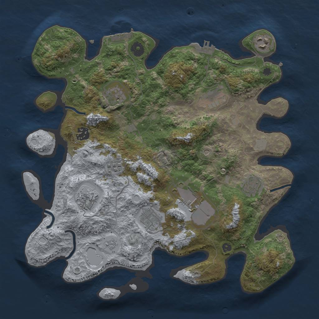 Rust Map: Procedural Map, Size: 3500, Seed: 288155703, 18 Monuments