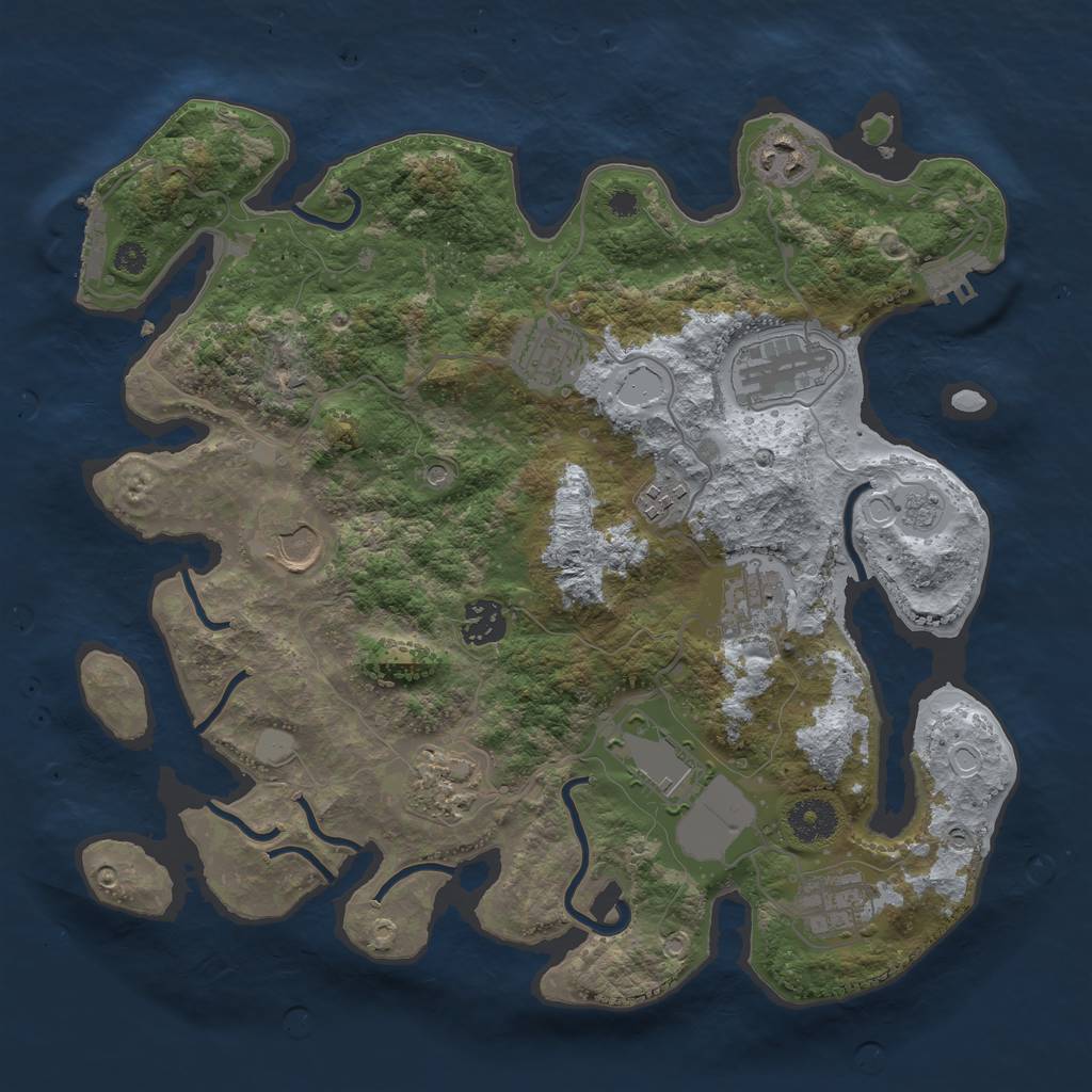 Rust Map: Procedural Map, Size: 3500, Seed: 177998186, 19 Monuments