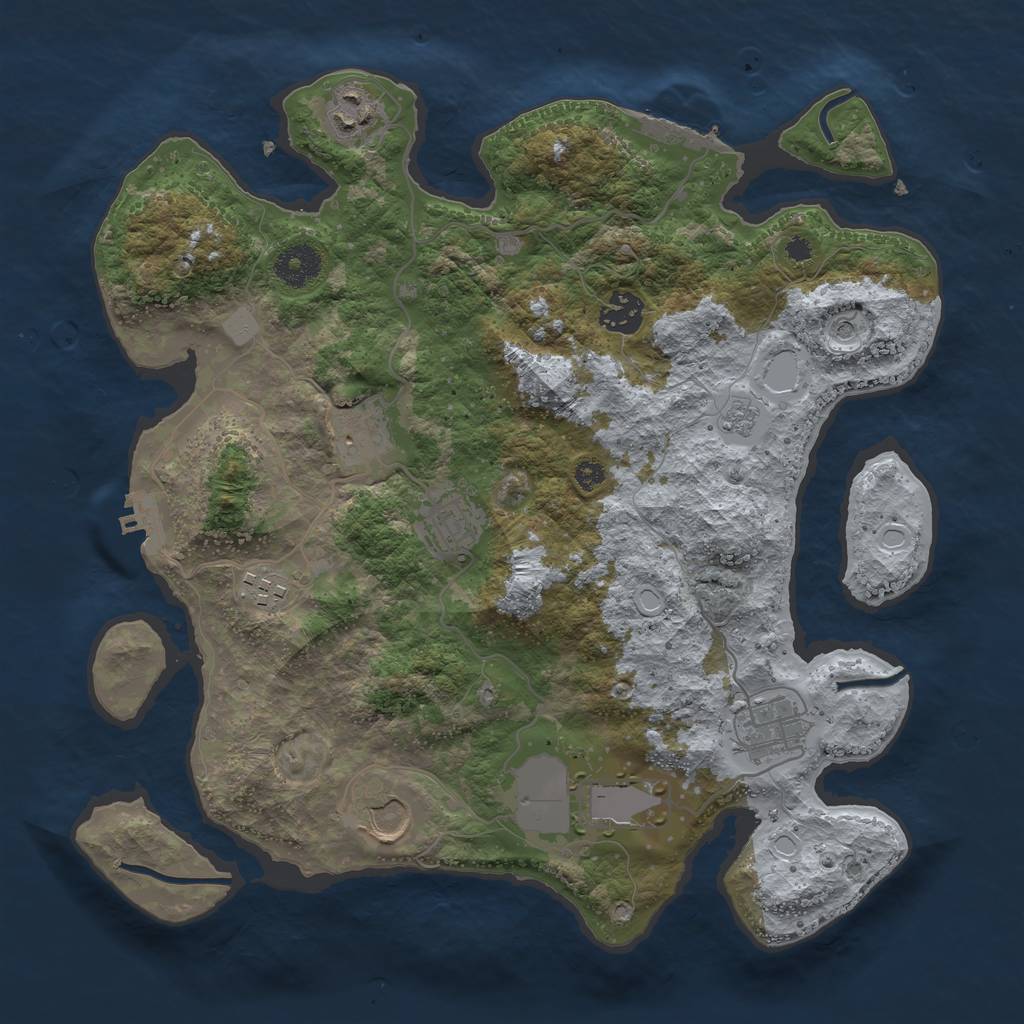 Rust Map: Procedural Map, Size: 3500, Seed: 1474, 17 Monuments