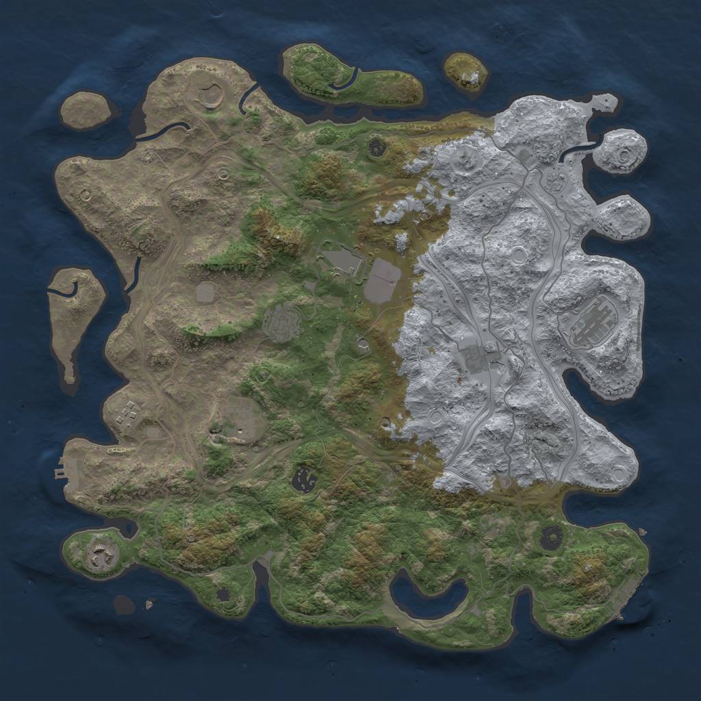 Rust Map: Procedural Map, Size: 4250, Seed: 964672101, 18 Monuments