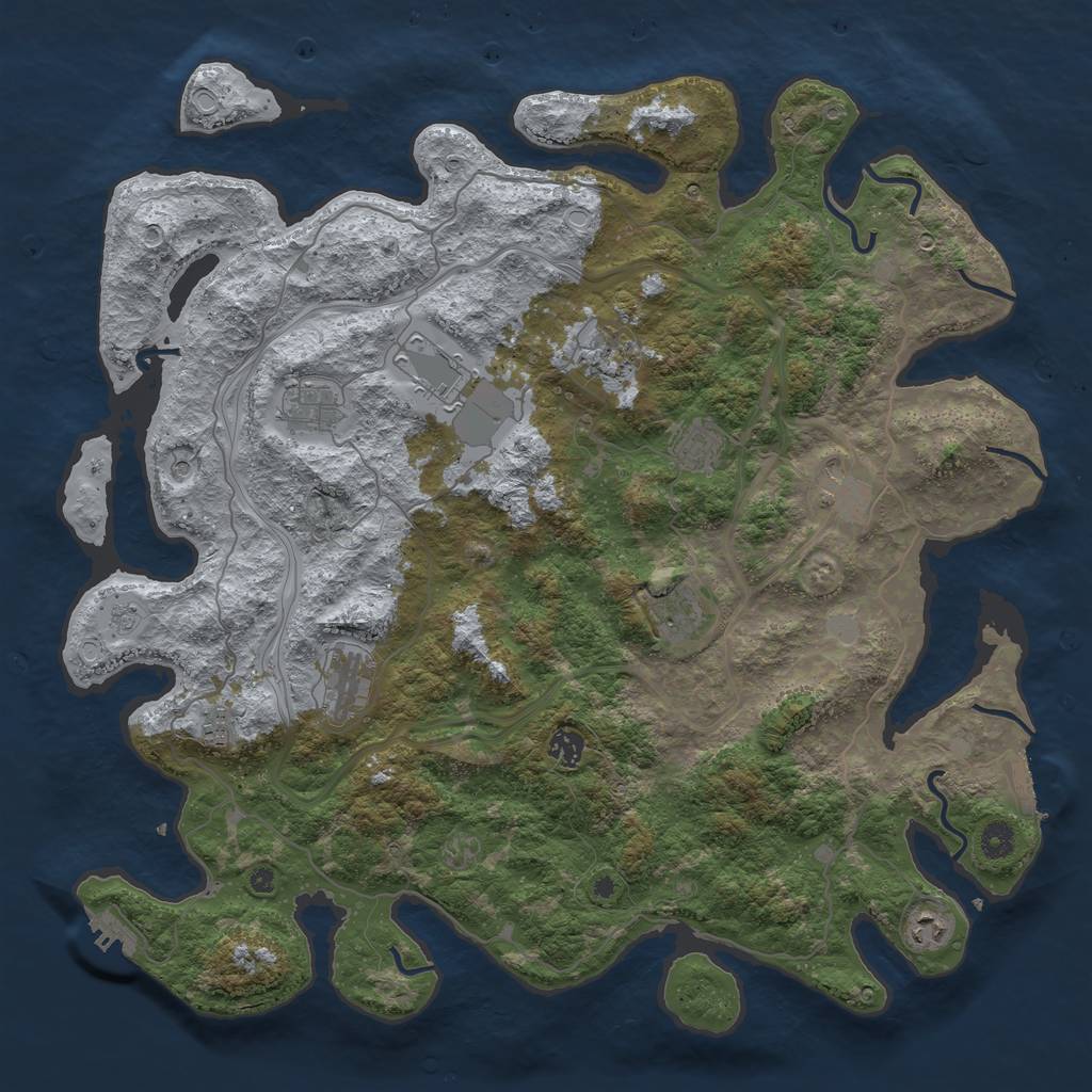 Rust Map: Procedural Map, Size: 4500, Seed: 74321, 19 Monuments