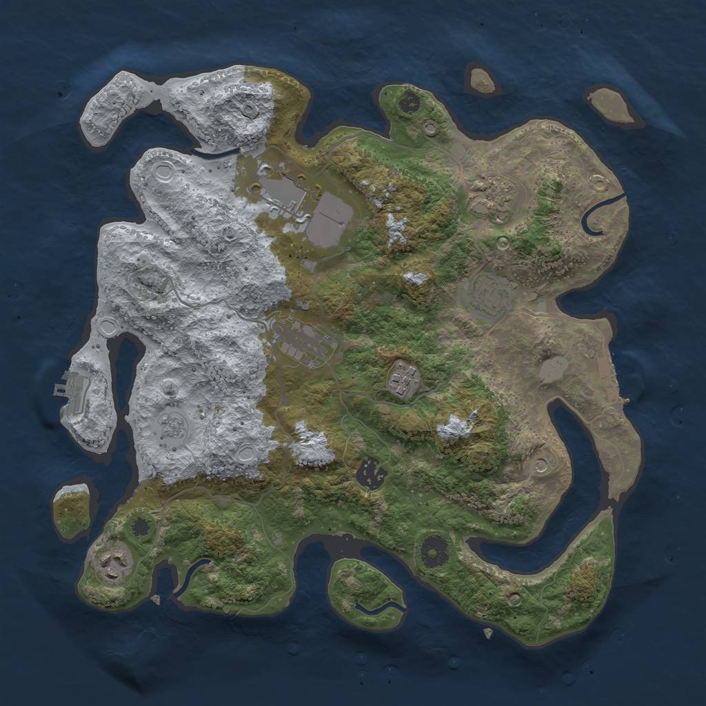 Rust Map: Procedural Map, Size: 3500, Seed: 39475288, 16 Monuments