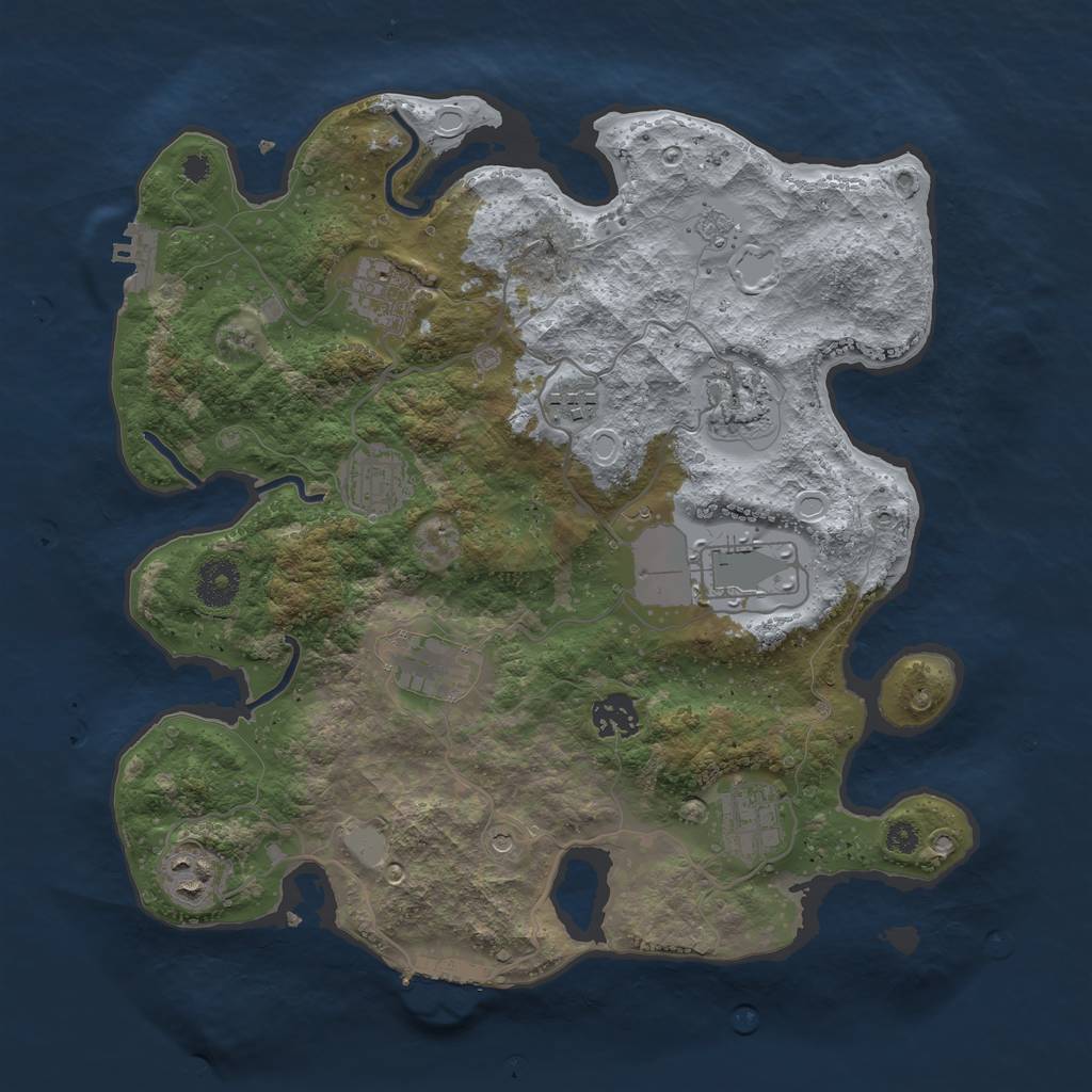 Rust Map: Procedural Map, Size: 3500, Seed: 4295806, 18 Monuments