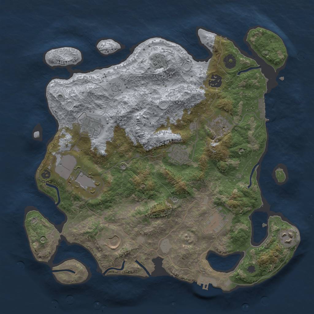 Rust Map: Procedural Map, Size: 3500, Seed: 61978341, 18 Monuments