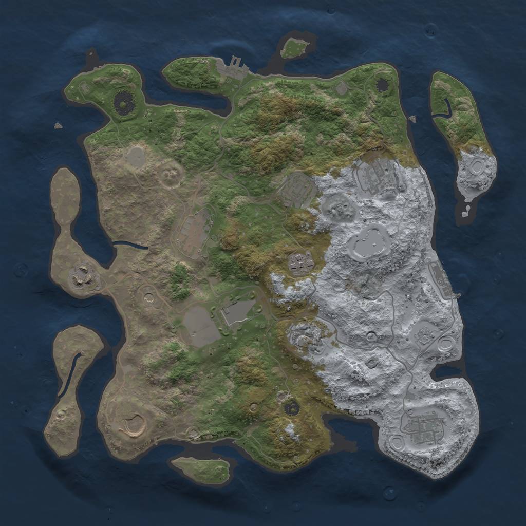 Rust Map: Procedural Map, Size: 3500, Seed: 98656437, 18 Monuments