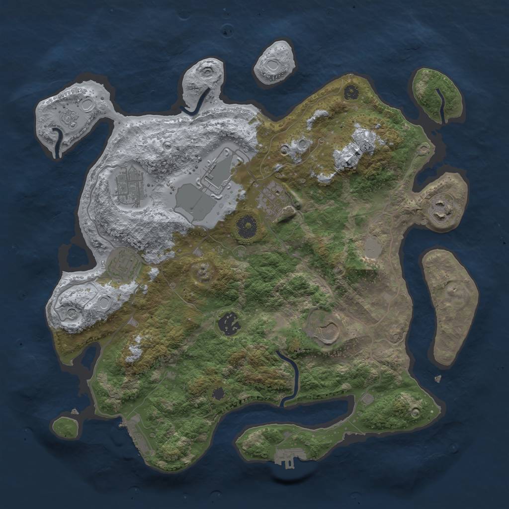Rust Map: Procedural Map, Size: 3500, Seed: 17271642, 16 Monuments