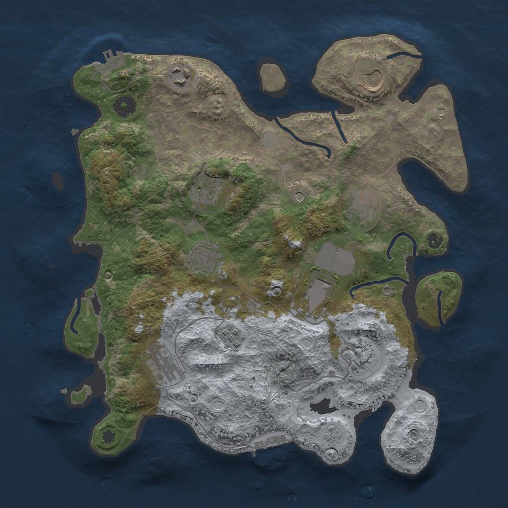 Rust Map: Procedural Map, Size: 3500, Seed: 20339351, 18 Monuments