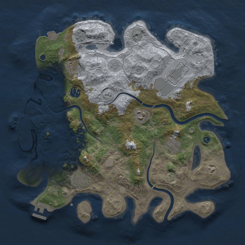 Rust Map: Procedural Map, Size: 3500, Seed: 85815585, 13 Monuments