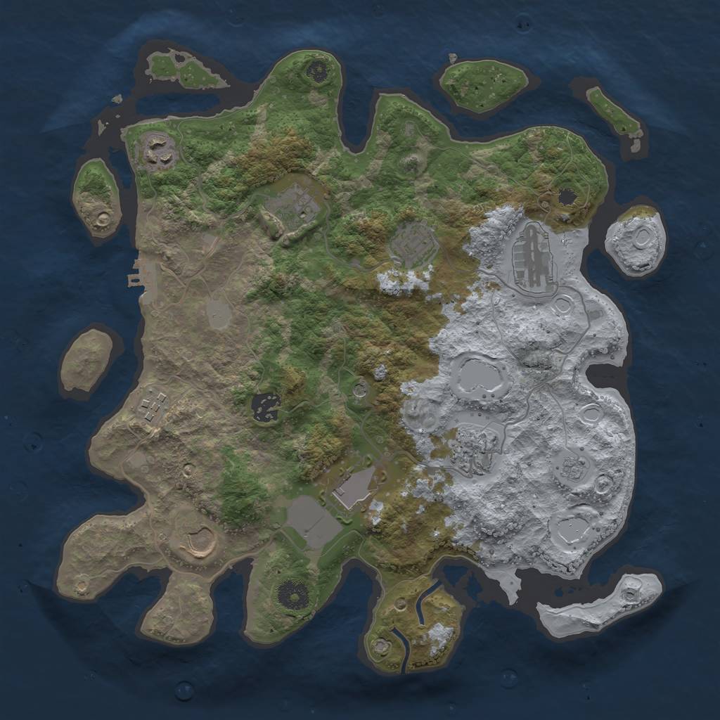 Rust Map: Procedural Map, Size: 3500, Seed: 39866118, 17 Monuments