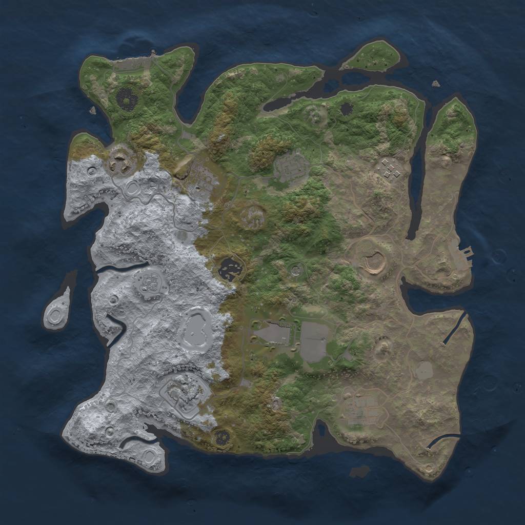 Rust Map: Procedural Map, Size: 3500, Seed: 96243434, 18 Monuments