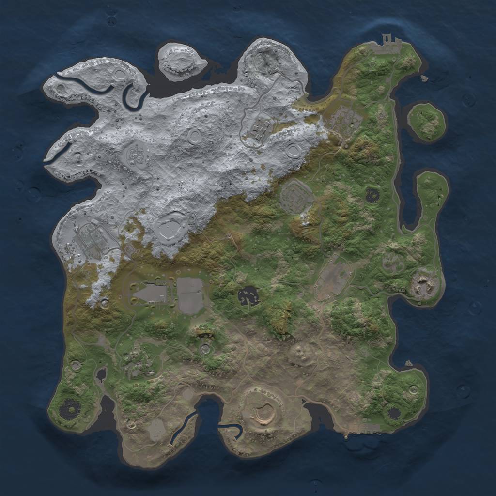 Rust Map: Procedural Map, Size: 3500, Seed: 94903943, 19 Monuments