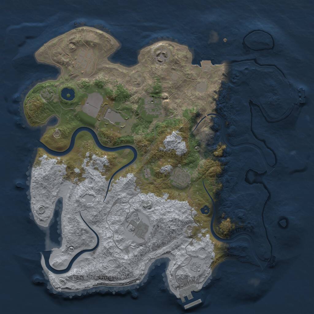 Rust Map: Procedural Map, Size: 3500, Seed: 57410735, 13 Monuments