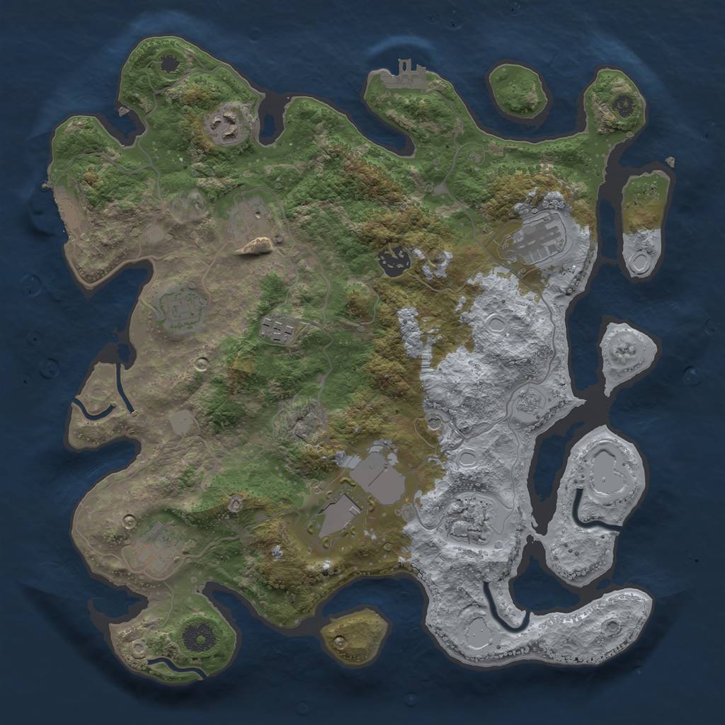Rust Map: Procedural Map, Size: 3500, Seed: 72839749, 18 Monuments