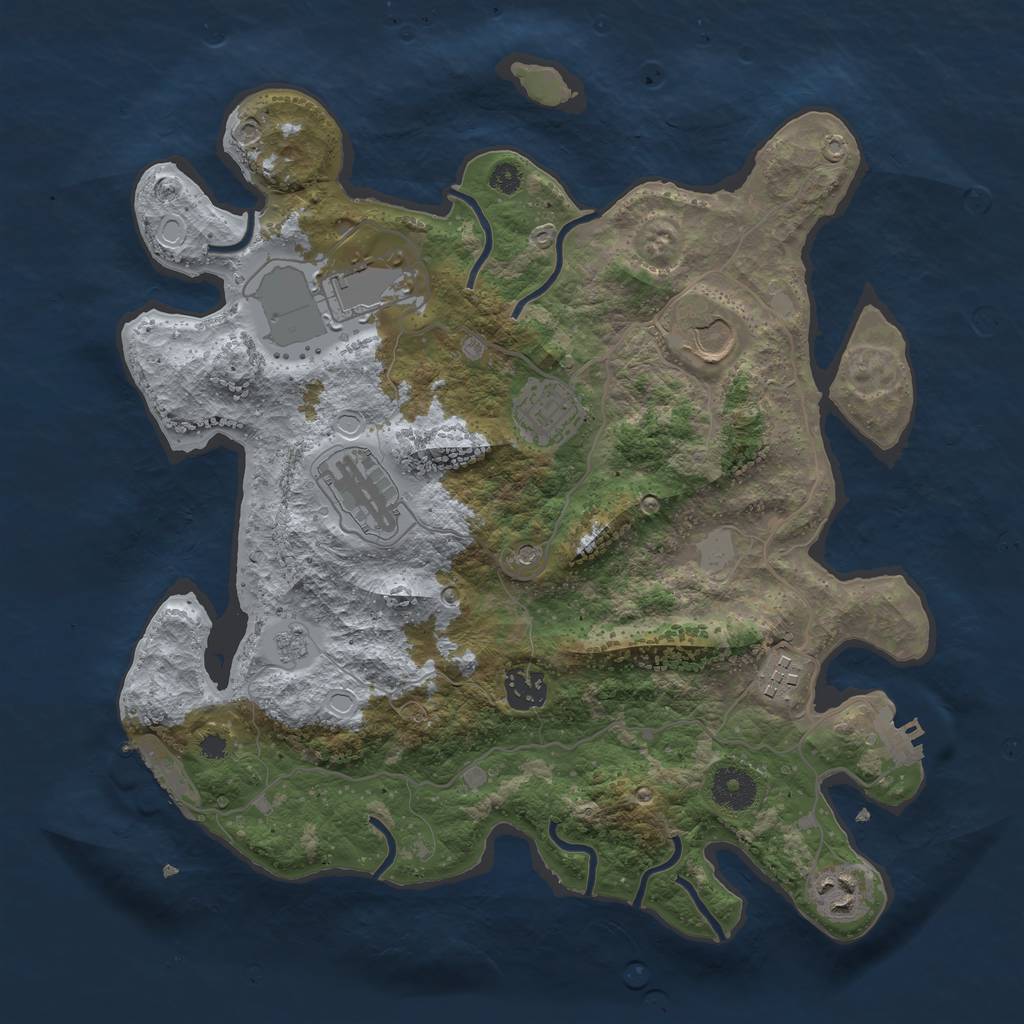 Rust Map: Procedural Map, Size: 3500, Seed: 874341318, 16 Monuments