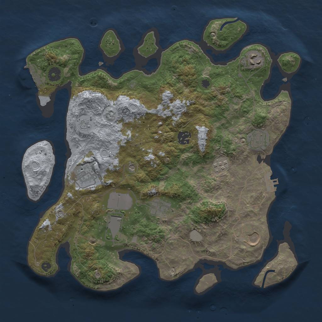 Rust Map: Procedural Map, Size: 3500, Seed: 87404910, 17 Monuments