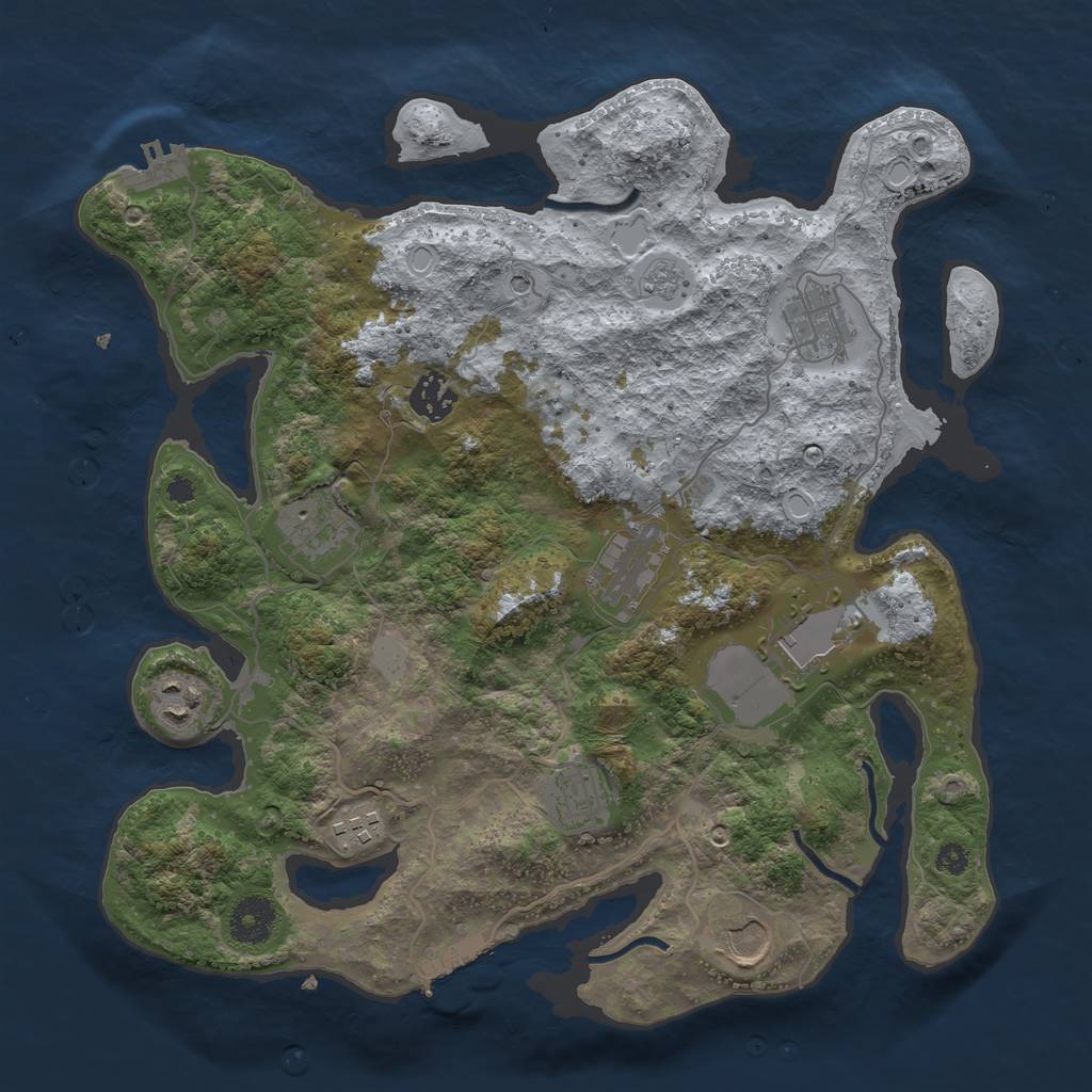 Rust Map: Procedural Map, Size: 3500, Seed: 98517471, 18 Monuments