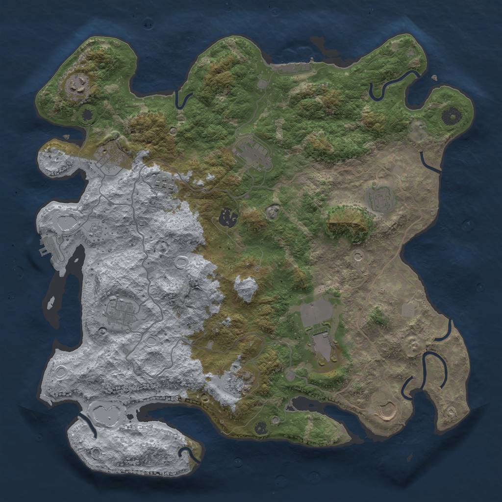 Rust Map: Procedural Map, Size: 4000, Seed: 14888, 19 Monuments