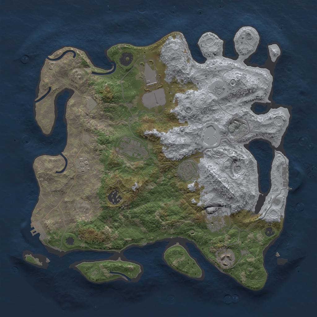 Rust Map: Procedural Map, Size: 3500, Seed: 65624059, 16 Monuments
