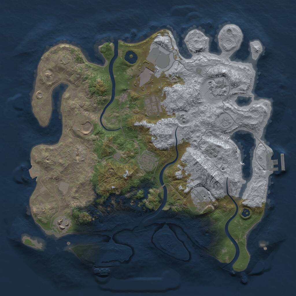 Rust Map: Procedural Map, Size: 3500, Seed: 65624059, 14 Monuments