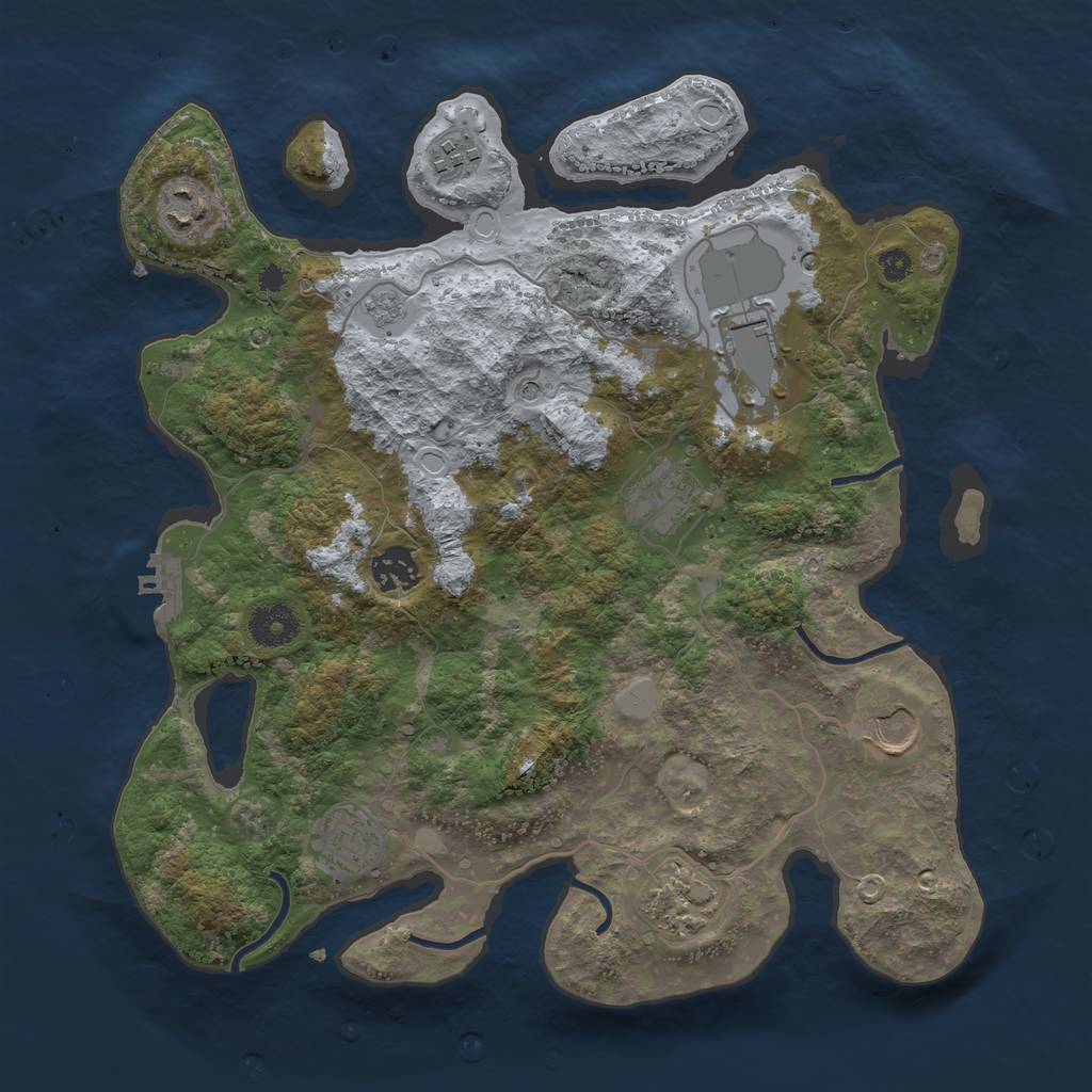 Rust Map: Procedural Map, Size: 3500, Seed: 28956617, 16 Monuments