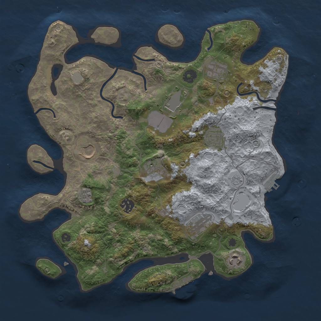 Rust Map: Procedural Map, Size: 3500, Seed: 89129220, 18 Monuments