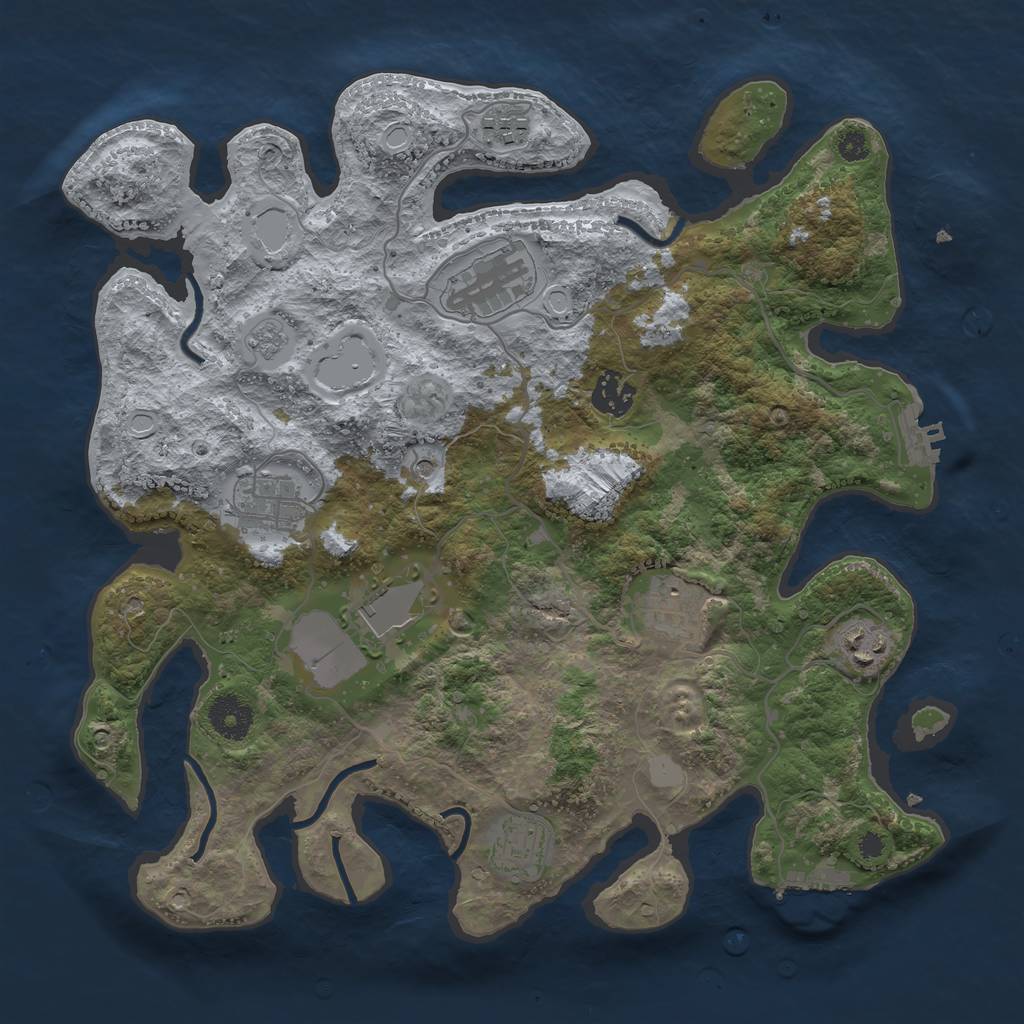 Rust Map: Procedural Map, Size: 3500, Seed: 83934983, 17 Monuments