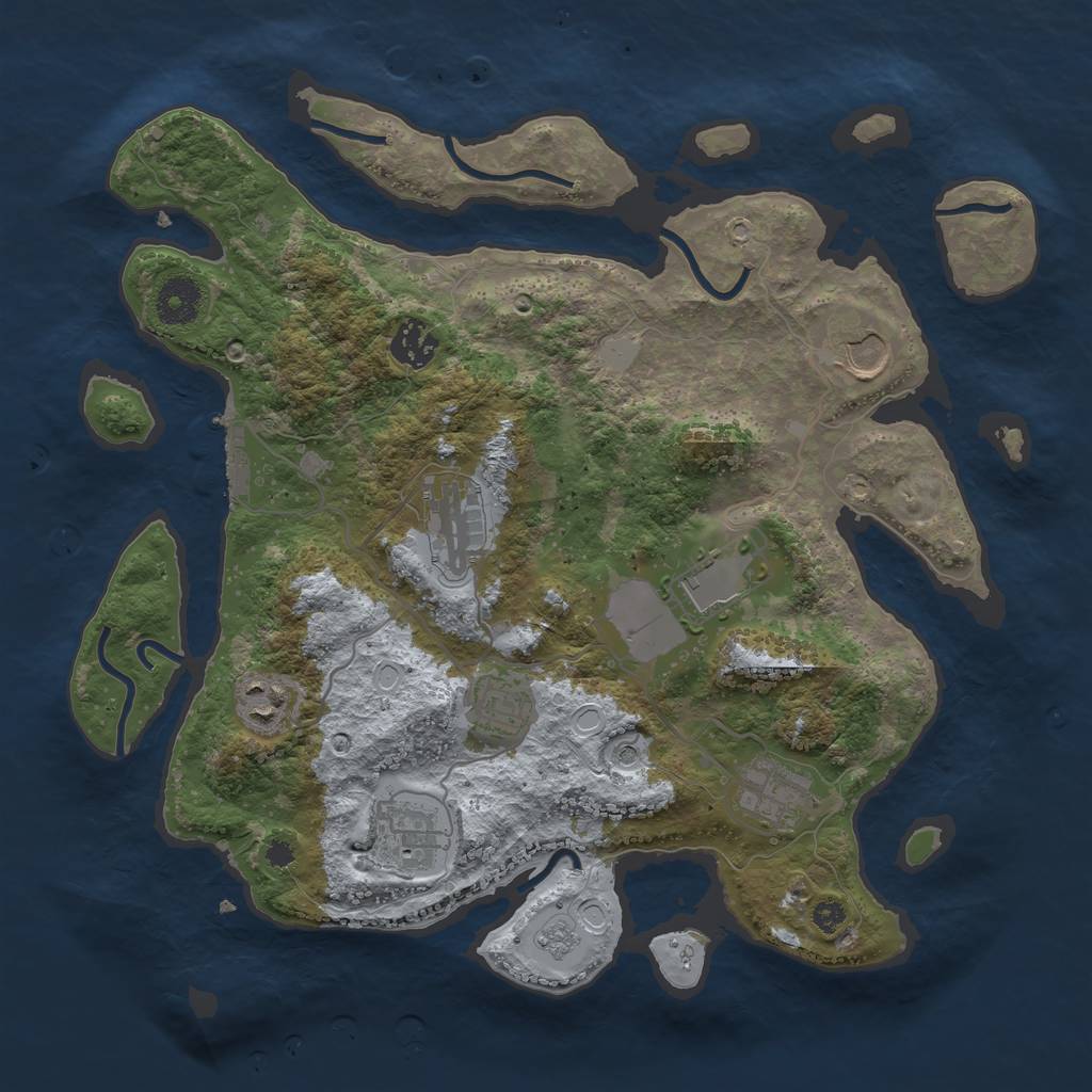 Rust Map: Procedural Map, Size: 3500, Seed: 69428569, 16 Monuments