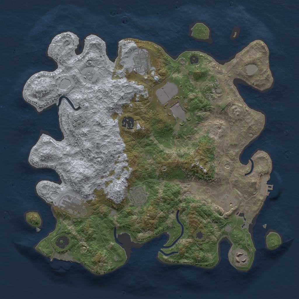 Rust Map: Procedural Map, Size: 3500, Seed: 61585010, 18 Monuments