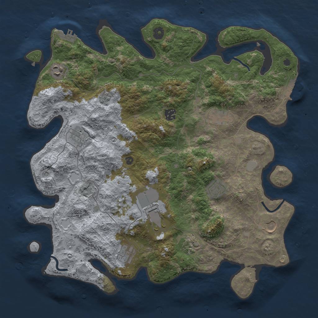 Rust Map: Procedural Map, Size: 3950, Seed: 847072896, 19 Monuments