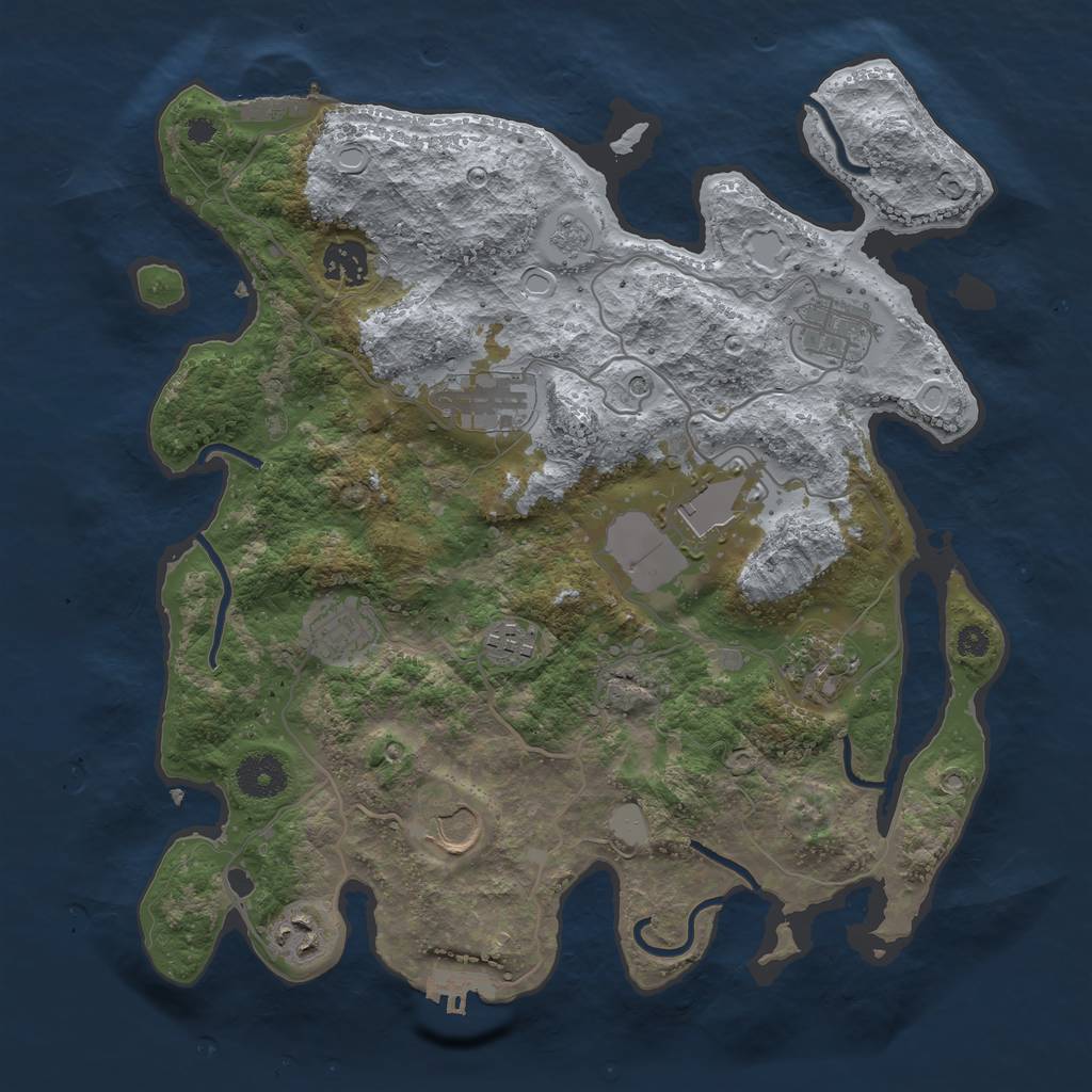 Rust Map: Procedural Map, Size: 3500, Seed: 255526766, 18 Monuments