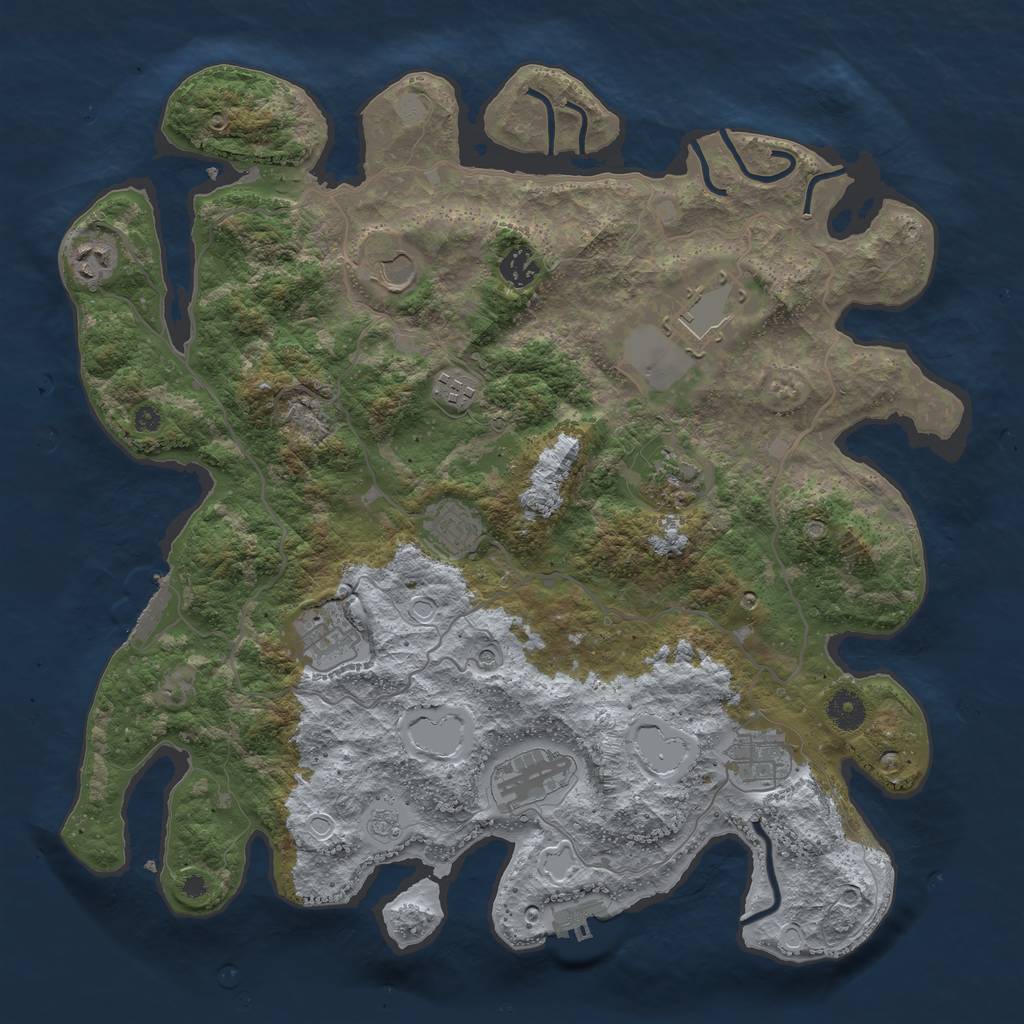 Rust Map: Procedural Map, Size: 4000, Seed: 344683200, 19 Monuments