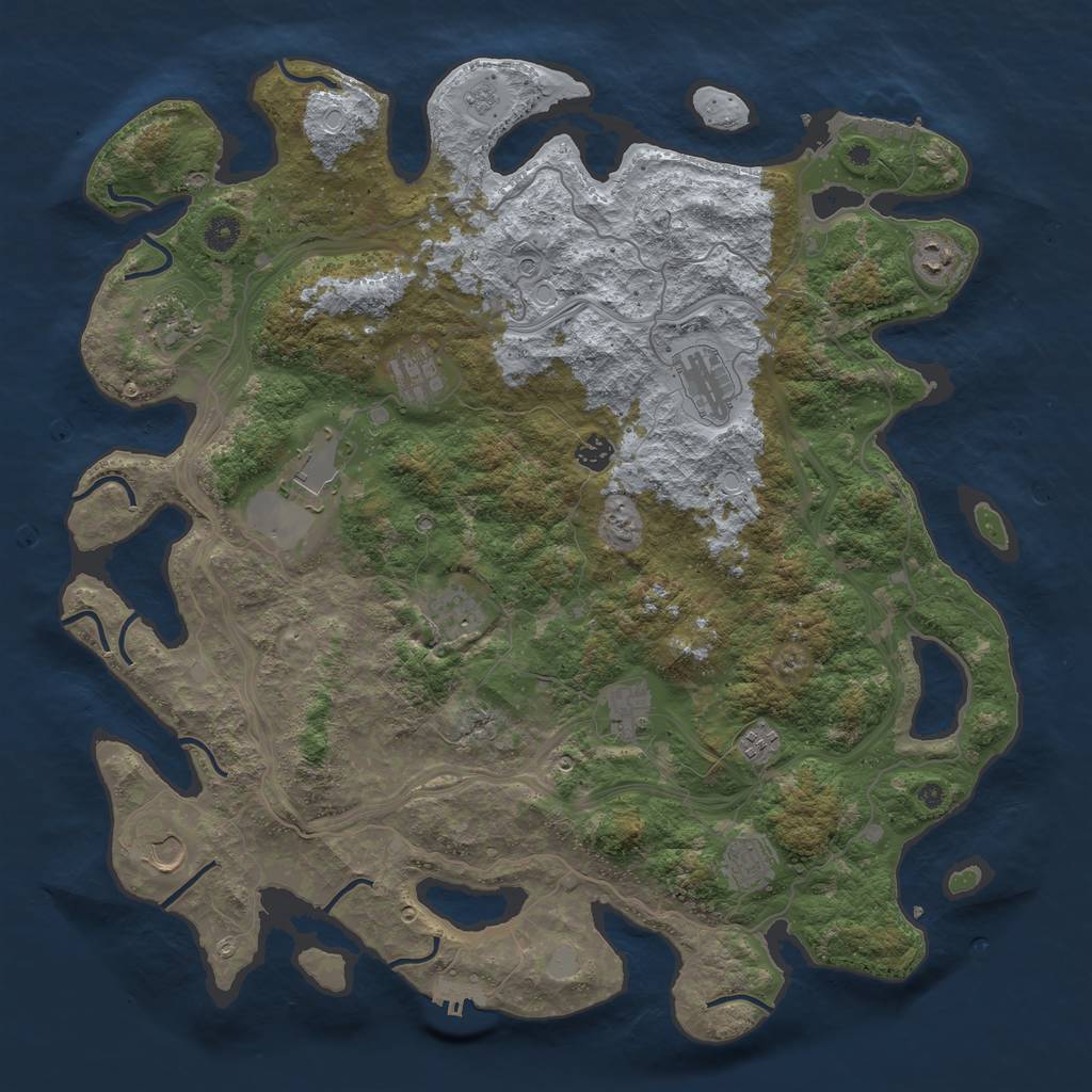 Rust Map: Procedural Map, Size: 4500, Seed: 246782974, 20 Monuments