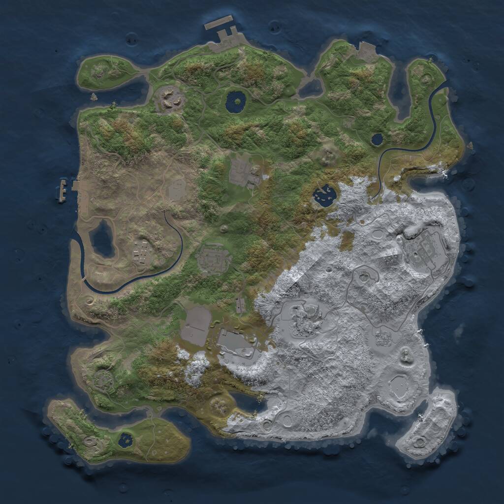 Rust Map: Procedural Map, Size: 3500, Seed: 1062002884, 14 Monuments