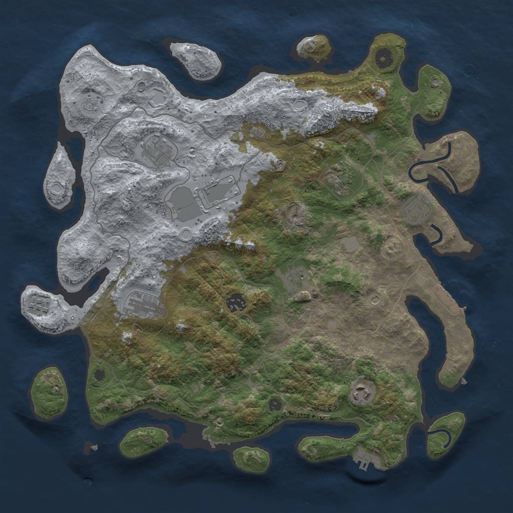 Rust Map: Procedural Map, Size: 4000, Seed: 237741825, 18 Monuments