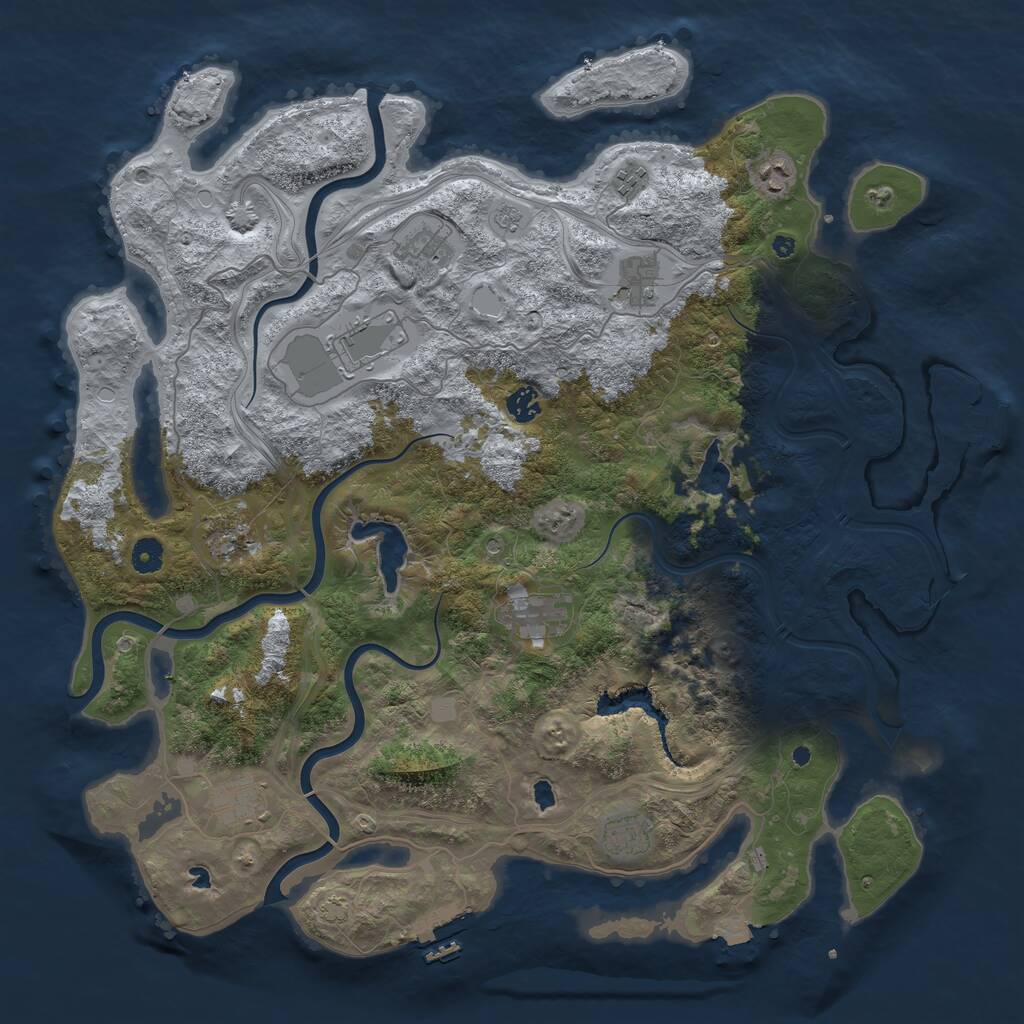 Rust Map: Procedural Map, Size: 4500, Seed: 820214112, 16 Monuments
