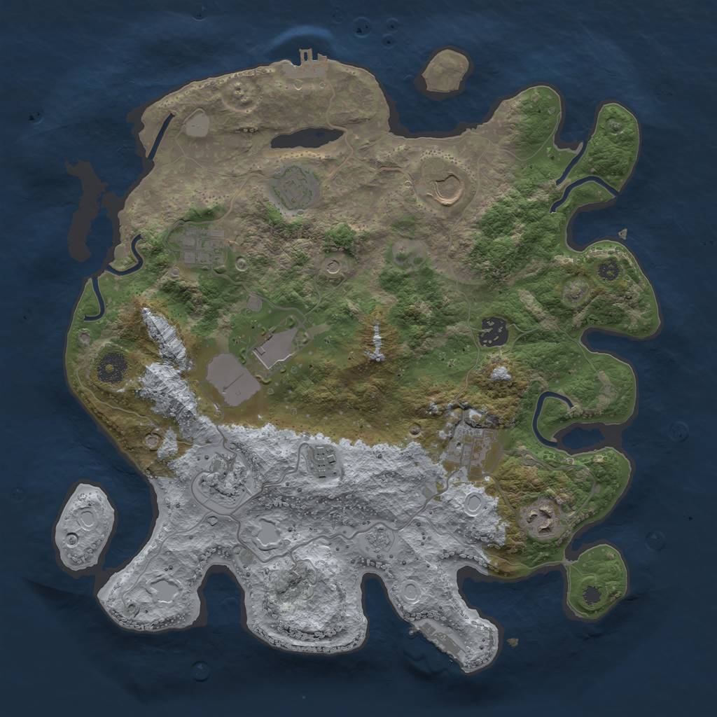 Rust Map: Procedural Map, Size: 3500, Seed: 39122607, 18 Monuments