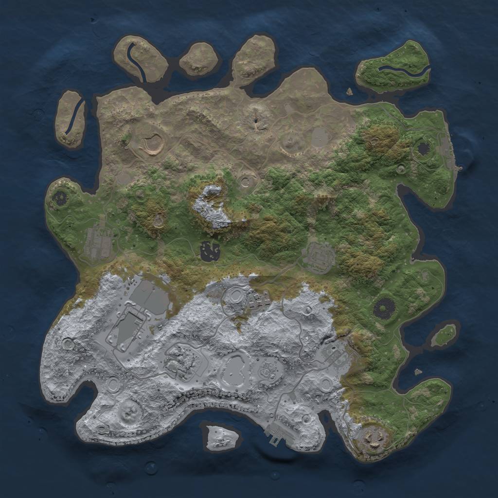 Rust Map: Procedural Map, Size: 3500, Seed: 25049092, 18 Monuments