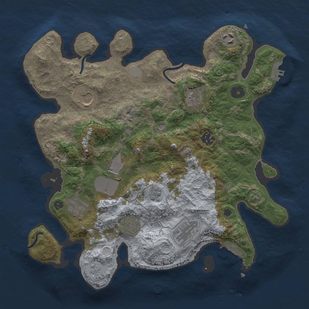 Rust Map: Procedural Map, Size: 3500, Seed: 10500303, 18 Monuments