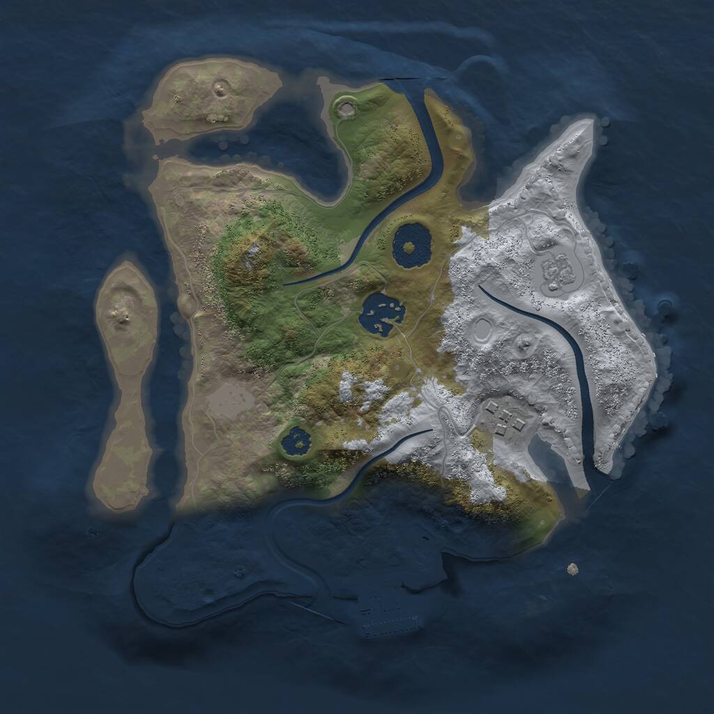 Rust Map: Procedural Map, Size: 2500, Seed: 8052643, 5 Monuments