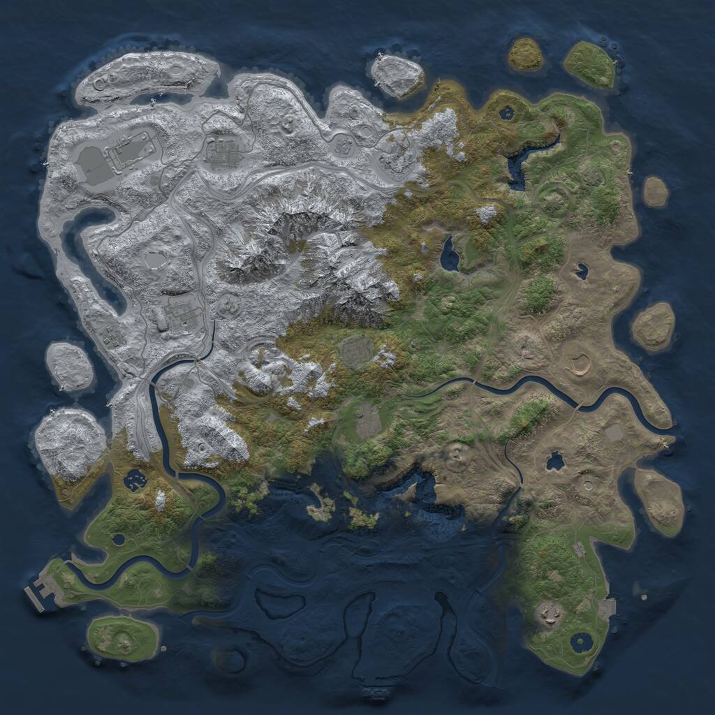Rust Map: Procedural Map, Size: 5000, Seed: 1865613569, 16 Monuments
