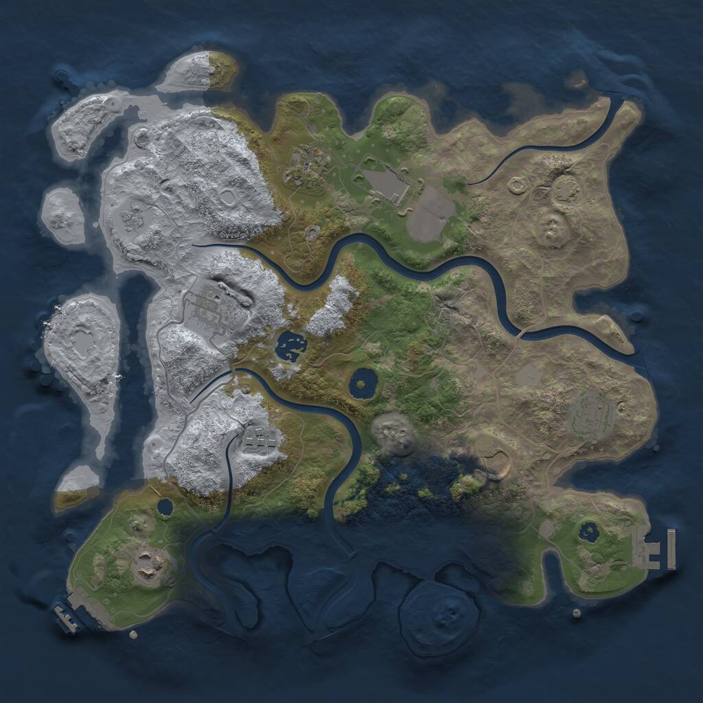 Rust Map: Procedural Map, Size: 3500, Seed: 52568005, 13 Monuments