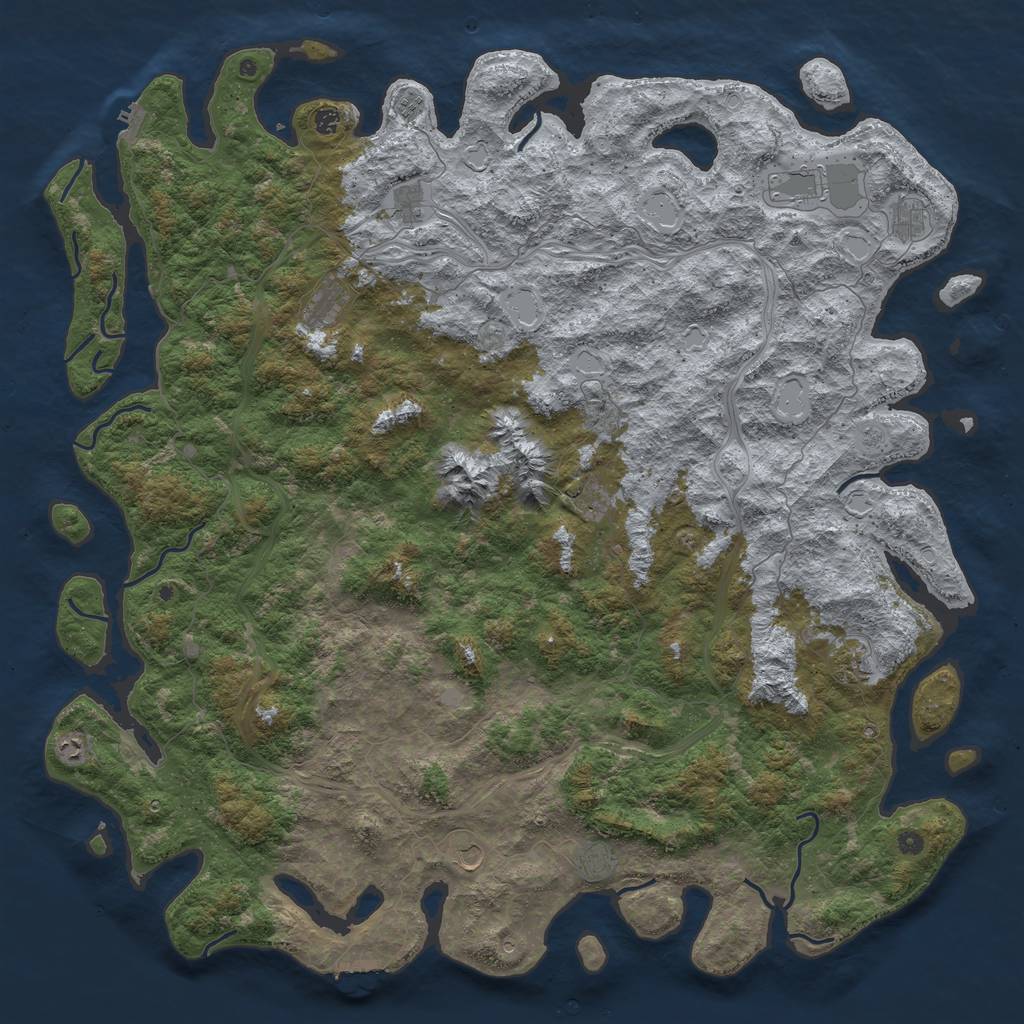 Rust Map: Procedural Map, Size: 6000, Seed: 19734558, 20 Monuments