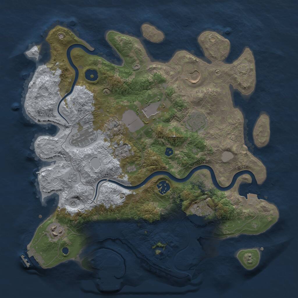 Rust Map: Procedural Map, Size: 3500, Seed: 19167592, 14 Monuments