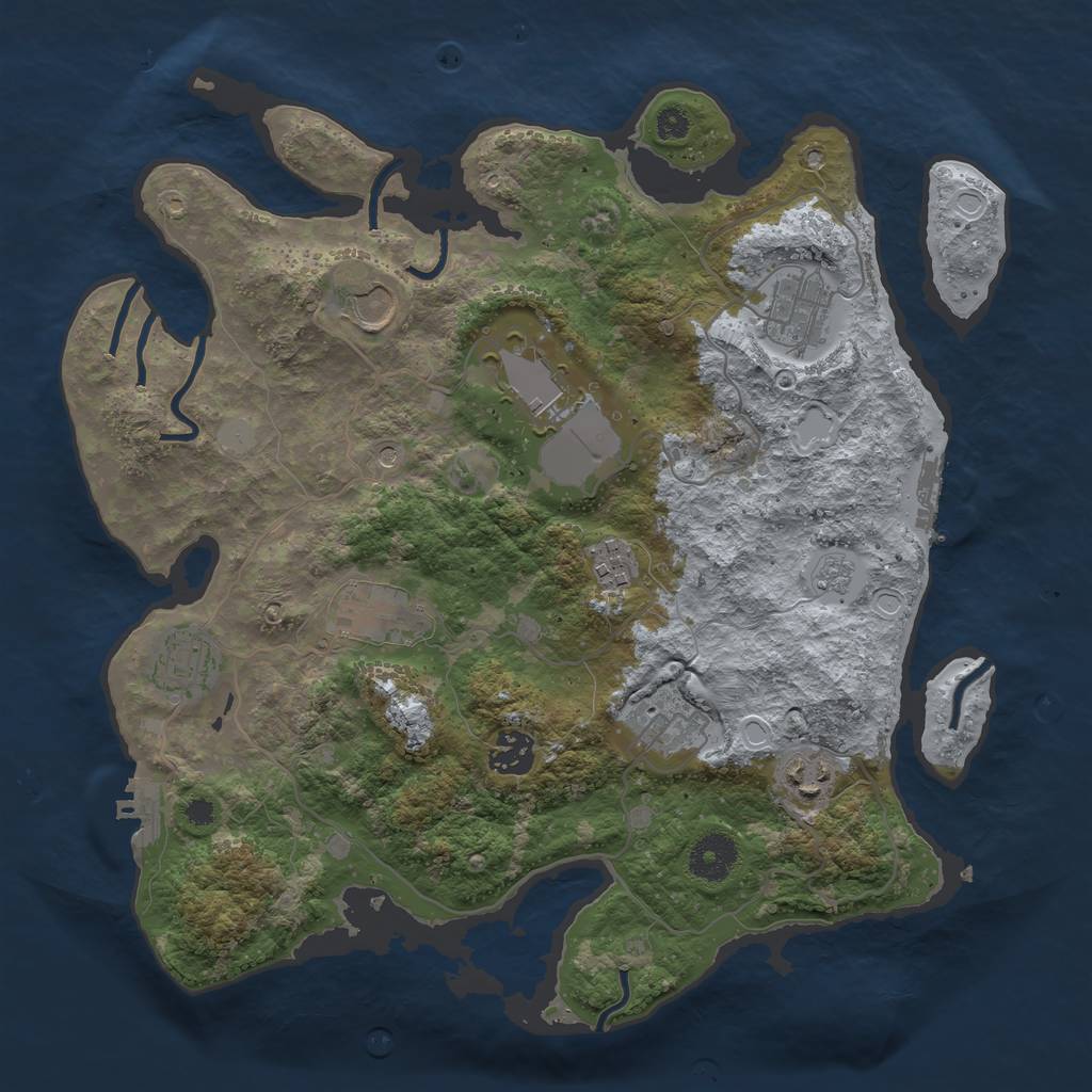 Rust Map: Procedural Map, Size: 3500, Seed: 95930021, 18 Monuments