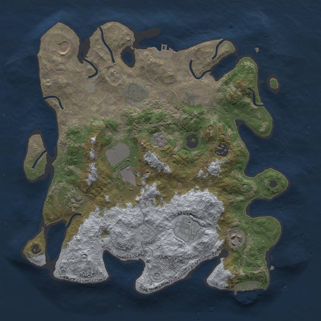 Rust Map: Procedural Map, Size: 3500, Seed: 36300619, 18 Monuments